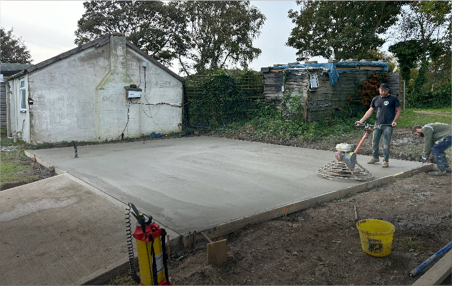 Concreting a foundation. Craftsmanship in Norfolk.